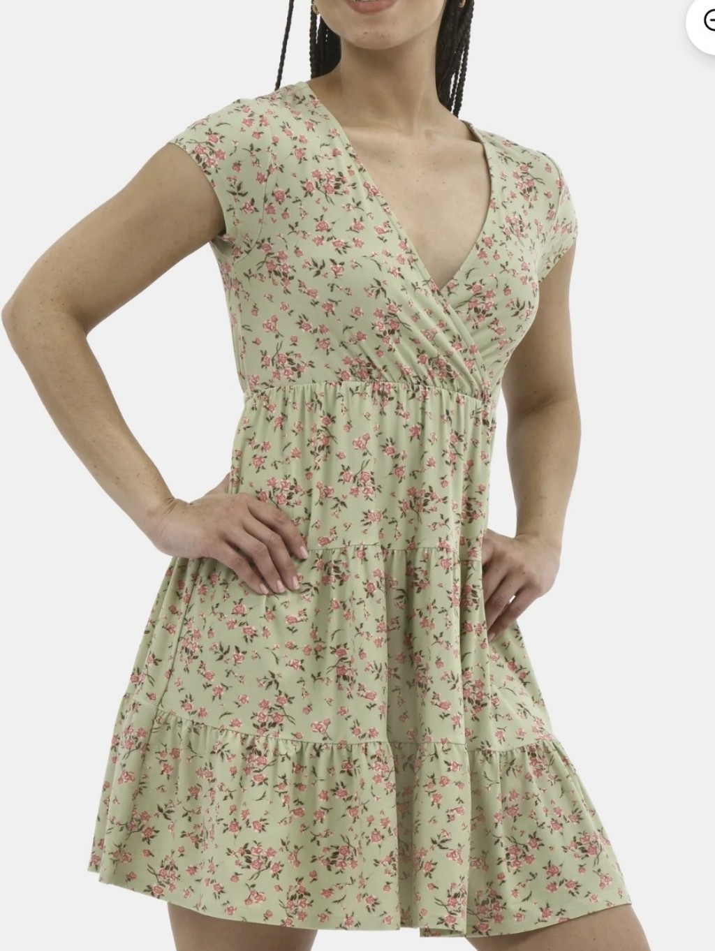 No Boundaries Sage Mini Dress With Pink Floral Print
